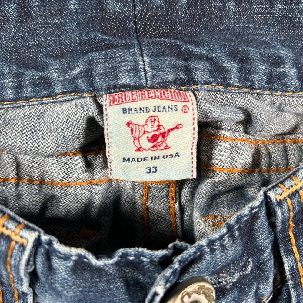 True Religion Jeans Men 34‎ (32x30) Custom Patchwork Straight Leg Billy Big T